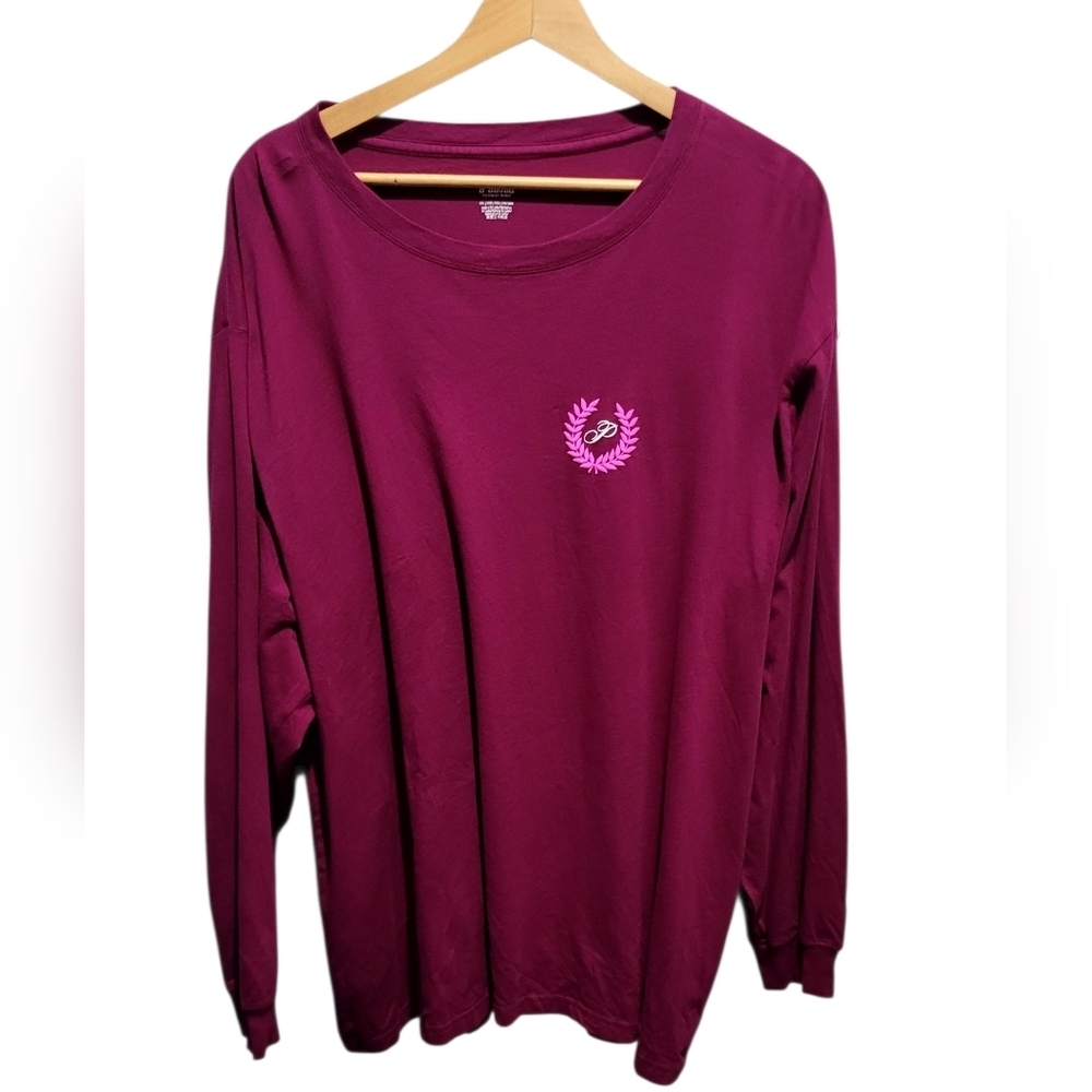 PINK Victorias Secret Vivid Magenta Oversized Long Sleeve Campus Tee XXL - Picture 3 of 10